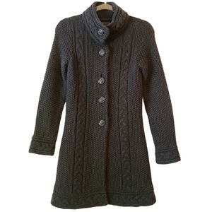 Elena Solano | Women's Classic Black Alpaca Blend Cardigan Sweater (Size Small)